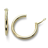 Classic Hoop Earrings, Clip Only, 1 Inch, 14K Yellow Gold
