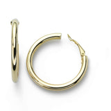 Classic Hoop Earrings, Clip Only, 1 Inch, 14K Yellow Gold