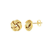 Polished Multi Row Knot Earrings, 14K Yellow Gold