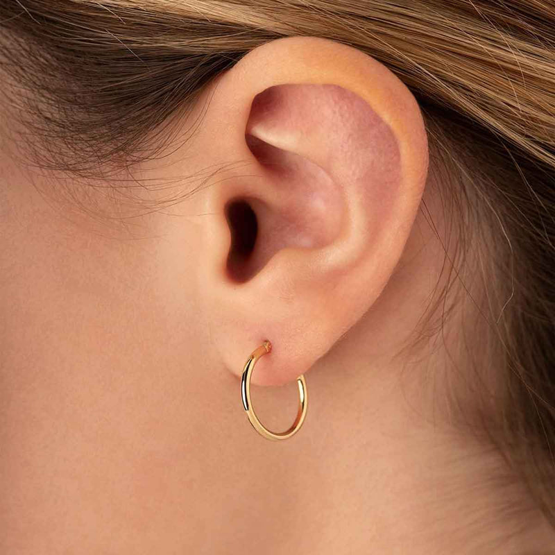 Half Inch Hoop Earring, 14K Yellow Gold