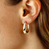 Medium Visor Hoop Earrings, 14K Yellow Gold