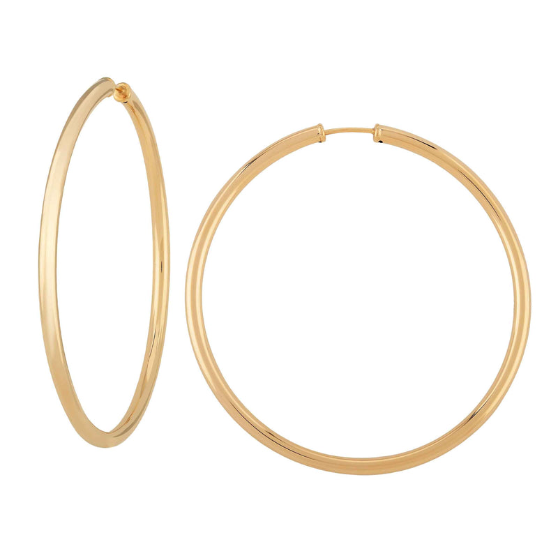 Large Endless Hoop Earrings, 2 Inches, 14K Yellow Gold