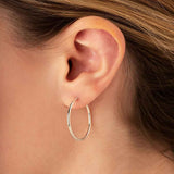 Simple Minimal Hoop Earrings, 1 Inch, 14K White Gold