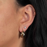 Double Tube Hoop Earrings, 14 Karat Gold