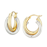 Double Tube Hoop Earrings, 14 Karat Gold