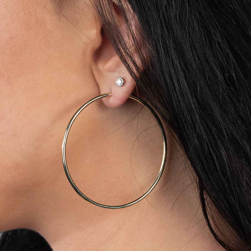 Endless Hoop Earrings, 2 Inches, 14K Yellow Gold