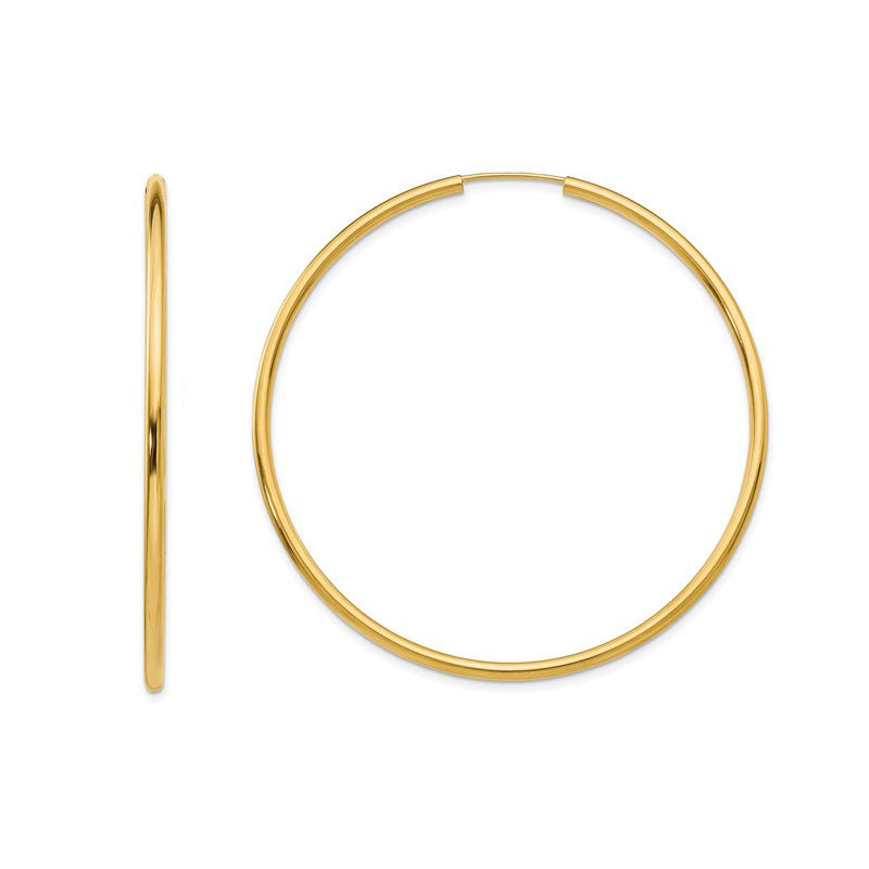 Endless Hoop Earrings, 2 Inches, 14K Yellow Gold