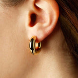 High Polish Tube Hoop Earrings, .80 Inch, 14K Yellow Gold