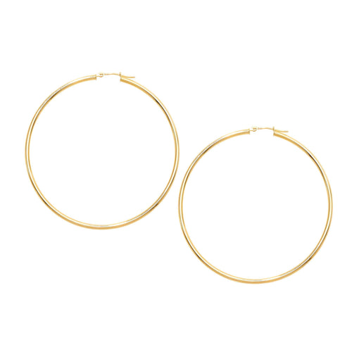 Lightweight Hoop Earrings, 2.25 Inches, 14K Yellow Gold