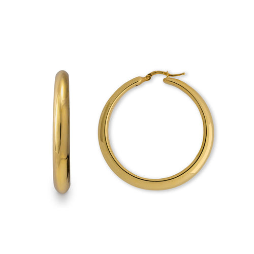 Bold Hoop Earrings, 1.50 Inches, 18K Yellow Gold