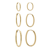 Hinged Solid Oval Hoop Earrings, .90  Inch, 14 Yellow Gold