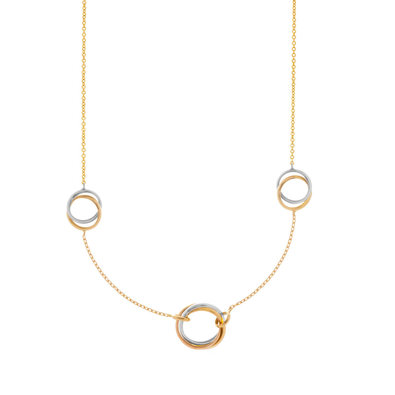 Interlocking Circles Chain Necklace, 18 Karat Gold