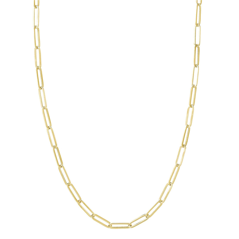 Paperclip Chain, Hollow, 20 Inches, 14K Yellow Gold