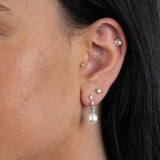 Freshwater Pearl and Diamond Dangle Earrings, 14K White Gold