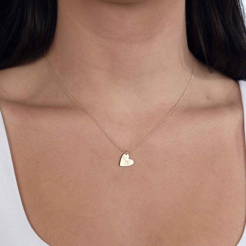 Lucky Heart Charm Necklace, 14K Yellow Gold