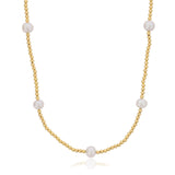 Freshwater Cultured Pearl and Gold Bead Necklace, Gold Filled