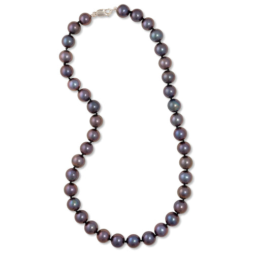 Peacock Color Cultured Pearls, 17 Inches, Sterling Clasp