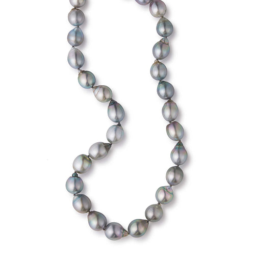 Natural Color Tahitian Medium Silver Cultured Pearl Necklace, 18 Inches
