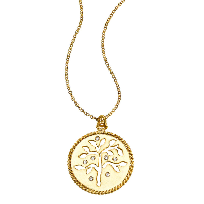 Tree of Life Diamond Pendant, 14K Yellow Gold