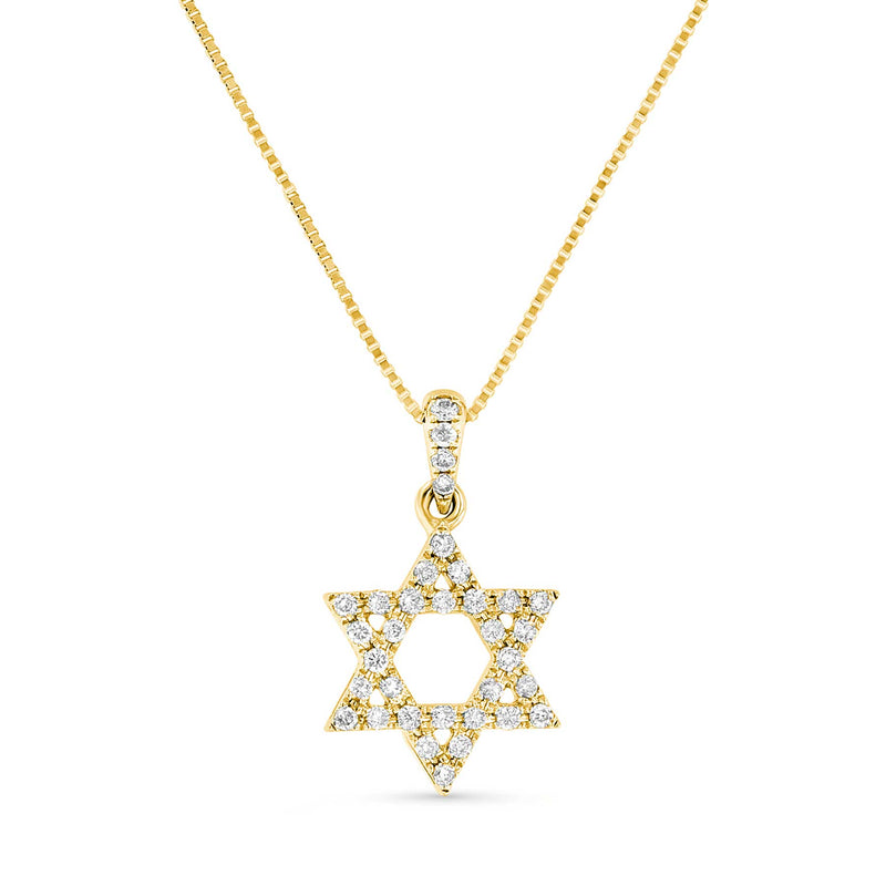 Diamond Star of David Pendant, .16 Carat, 18K Yellow Gold