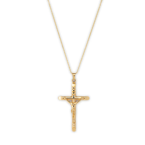 Crucifix Cross Pendant, 14K Yellow Gold