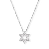 Diamond Star of David Pendant, .45 Inch, 14K White Gold