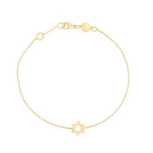 Star of David Chain Bracelet, 14K Yellow Gold