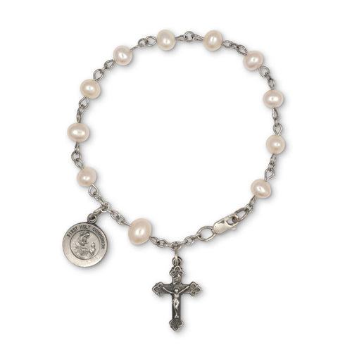 Pearl Rosary Communion Bracelet, Sterling Silver