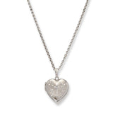 Floral Design Heart Locket with Cross, Sterling Silver
