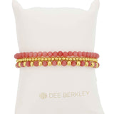 Pink Quartz and Gold Filled Beads, 3-4MM, Stretch Bracelets, Set of 3