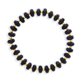 Alternating Black Agate and Gold Filled Beads, Stretch Bracelet