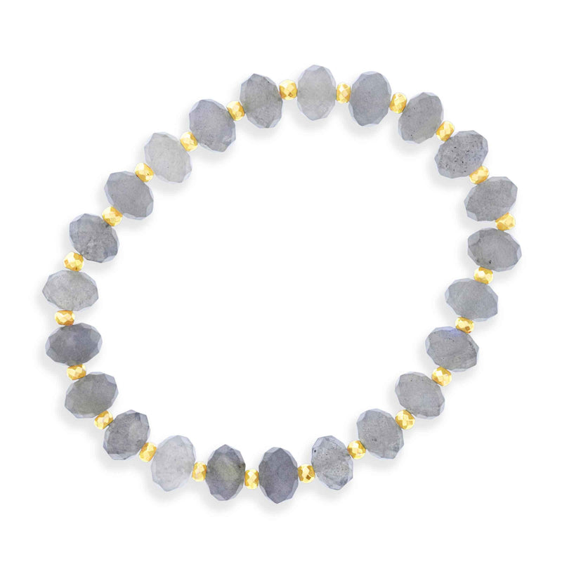 Labradorite and Gold Filled Beads, Stretch Bracelet