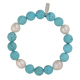 Turquoise and White Baroque Pearls Stretch Barcelet