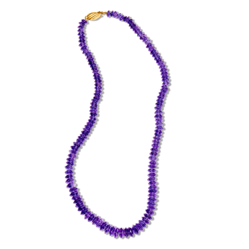 Amethyst Bead Necklace, 14K Clasp, 16.50 Inches