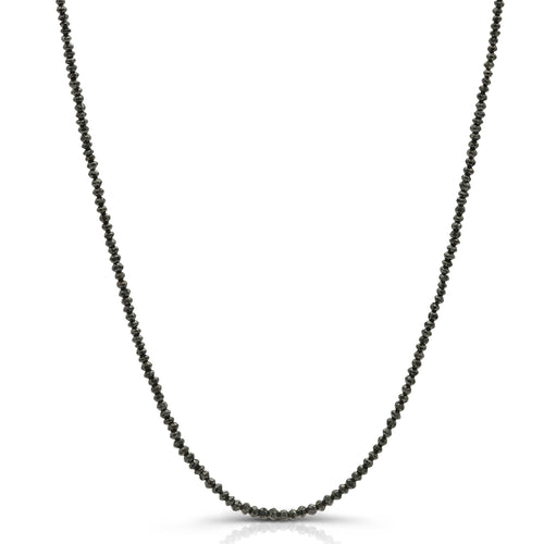 Black Diamond Faceted Bead Necklace, 18 Inches, 18K Yellow Gold