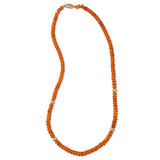 Fire Opal Bead Necklace, 18 Inches, 14K Yellow Gold