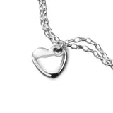Heart Charm Bracelet with Double Rolo Link Chain, Sterling Silver, 7.5 Inches
