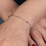 Oval Bead Bracelet, Sterling Silver with Rhodium Plating