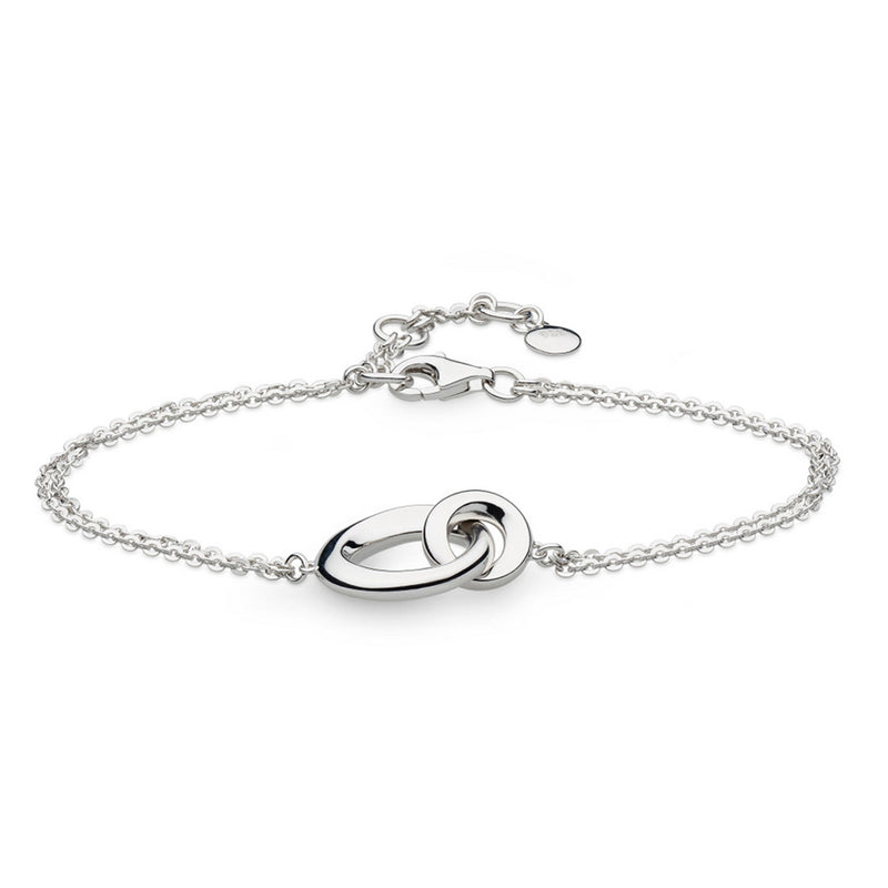 Bevel Cirque Link Double Chain Bracelet, Sterling Silver
