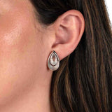 Pearshape On-The-Ear Style Earrings, Sterling Silver