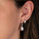 Shiny Huggie Hoop Earrings, Sterling Silver