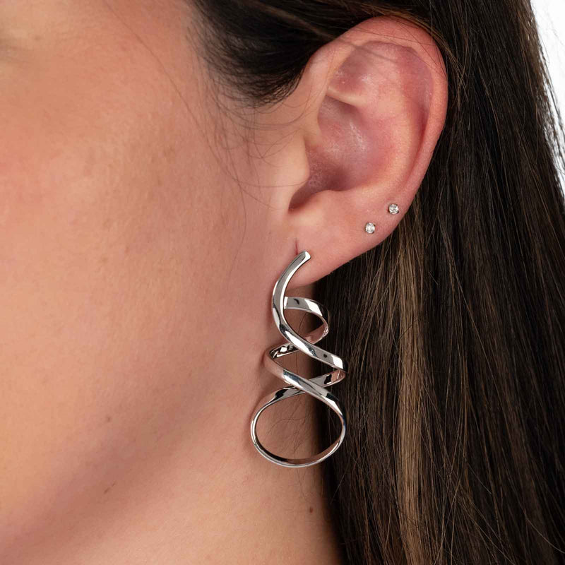 Modern Sterling Silver Leaf Earrings - Nature Jewelry Gifts for Women