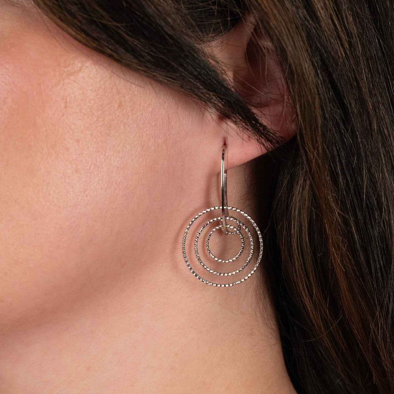 Multi Circle Dangle Earrings, Sterling Silver