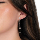 Chain Dangle Earrings with CZ, Sterling Silver