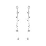 Chain Dangle Earrings with CZ, Sterling Silver