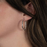 Textured Twist Hoop Earrings, 1.20 Inches, Sterling Silver