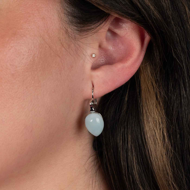 Pear Shape Aquamarine Drop Earrings, Sterling Silver