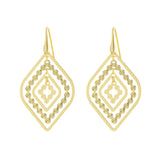 Marquise Shape Open Design Dangle Earrings, Gold Plated