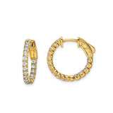 Inside Out CZ Hoop Earrings, .75 Inch, Gold Plated