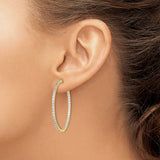 Inside Out CZ Hoop Earrings, 1.70 Inches, Gold Plated